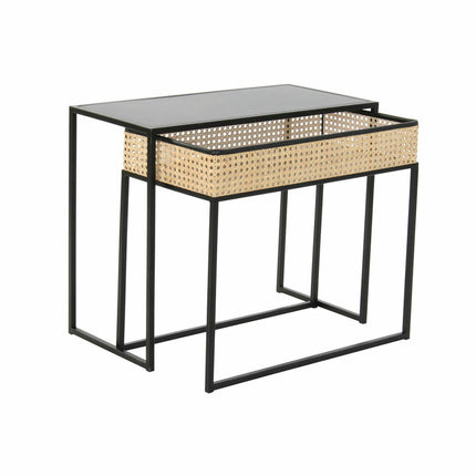 2nd-Set Tischchen DKD Home Decor Metall Rattan (60 x 30 x 50 cm)