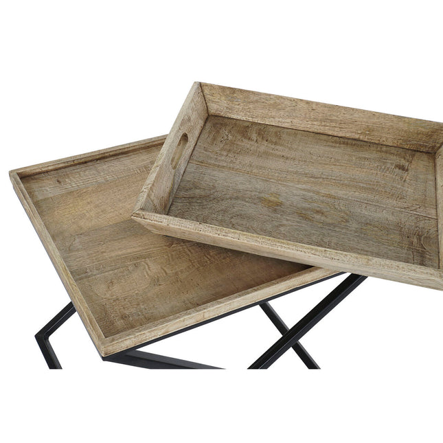 Beistelltisch DKD Home Decor 55 x 45 x 53 cm natürlich Schwarz Metall Mango-Holz
