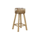 Hocker DKD Home Decor natürlich Holz Braun Haut Weiß (42 x 42 x 77 cm)
