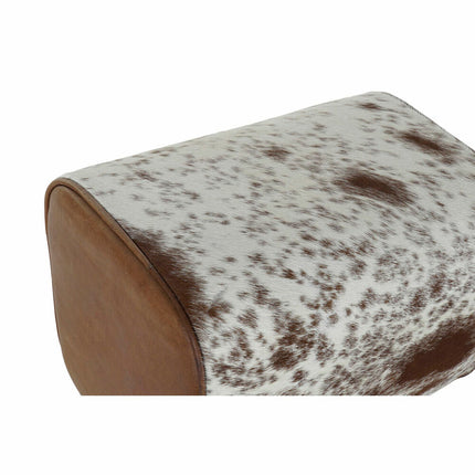 Hocker DKD Home Decor Schwarz Holz Braun Haut Weiß (50 x 35 x 75 cm)