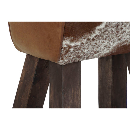 Hocker DKD Home Decor Schwarz Holz Braun Haut Weiß (50 x 35 x 75 cm)