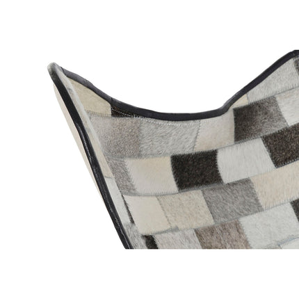 Stuhl DKD Home Decor Schwarz Grau Beige Metall Haut Weiß (74 x 70 x 90 cm)