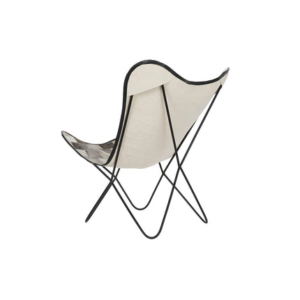 Stuhl DKD Home Decor Schwarz Grau Beige Metall Haut Weiß (74 x 70 x 90 cm)
