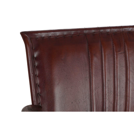 Bank mit Rückenlehne DKD Home Decor Metall Holz Braun Haut (127 x 70 x 74 cm)