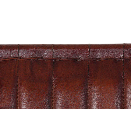Bank mit Rückenlehne DKD Home Decor Metall Holz Braun Haut (127 x 70 x 74 cm)