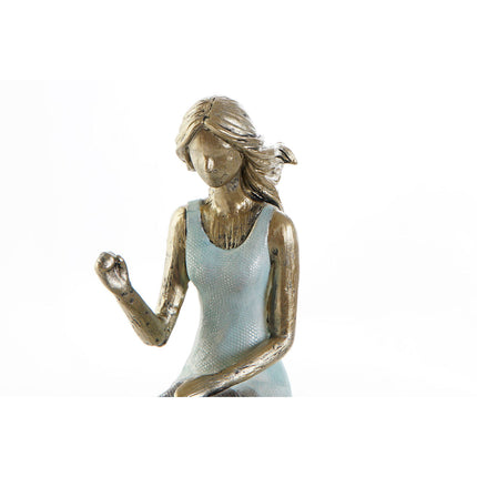 Deko-Figur DKD Home Decor 13 x 8,5 x 17,5 cm Damen Blau Gold