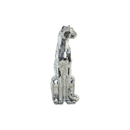 Deko-Figur DKD Home Decor Silberfarben Leopard Harz (30 x 26 x 64.5 cm)