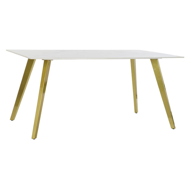 Esstisch DKD Home Decor aus Keramik Gold Metall Weiß 160 x 90 x 76 cm