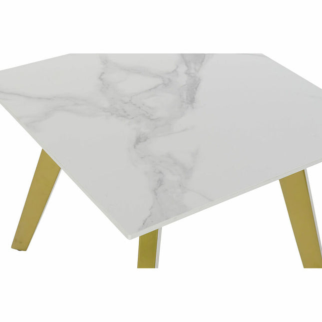 Beistelltisch DKD Home Decor aus Keramik Gold Metall Weiß (60 x 60 x 48 cm)