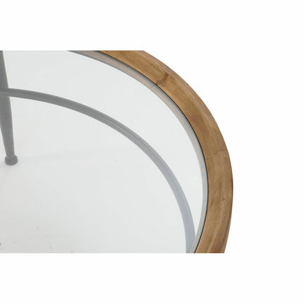 Beistelltisch DKD Home Decor S3023701 Bunt natürlich Dunkelgrau Metall Kristall Kunststoff 100 x 100 x 42 cm