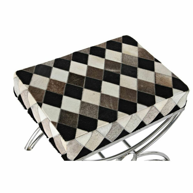 Hocker DKD Home Decor   53 x 40 x 43 cm Silberfarben Schwarz Braun Stahl Weiß