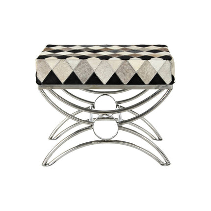 Hocker DKD Home Decor   53 x 40 x 43 cm Silberfarben Schwarz Braun Stahl Weiß