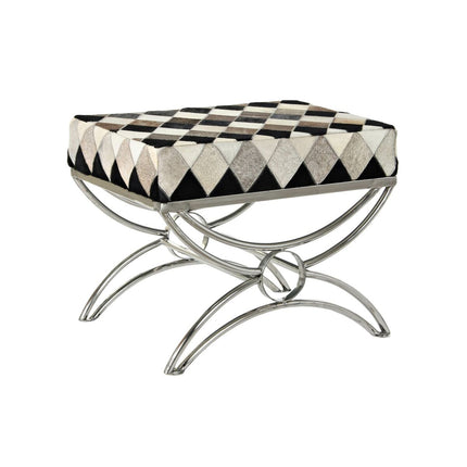 Hocker DKD Home Decor   53 x 40 x 43 cm Silberfarben Schwarz Braun Stahl Weiß