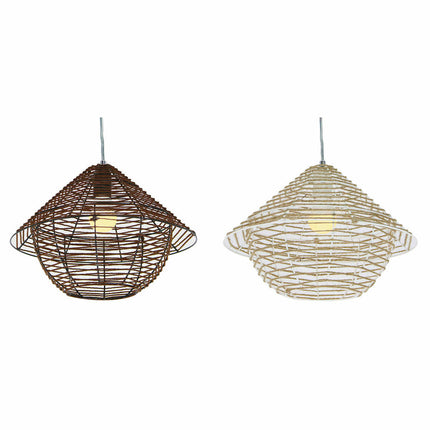 Deckenlampe DKD Home Decor 38 x 38 x 27 cm natürlich Schwarz Metall Braun Schnur Weiß 220 V 50 W Urban (2 Stück)