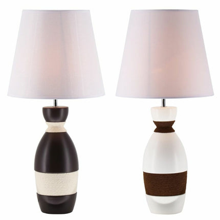 Tischlampe DKD Home Decor aus Keramik Braun Schnur Weiß 30 x 30 x 61 cm 220 V 50 W (2 Stück)