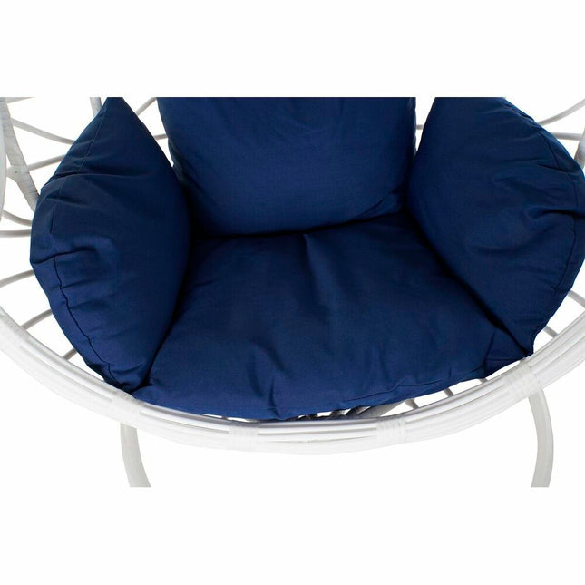 Hängender Gartenstuhl DKD Home Decor Marineblau 90 x 70 x 110 cm Synthetischer Rattan Aluminium Weiß (107 x 107 x 198 cm)