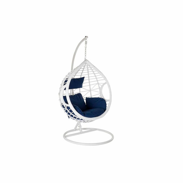 Hängender Gartenstuhl DKD Home Decor Marineblau 90 x 70 x 110 cm Synthetischer Rattan Aluminium Weiß (107 x 107 x 198 cm)