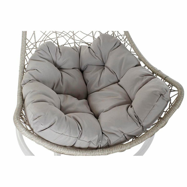 Gartenstuhl DKD Home Decor Metall Polyester Synthetischer Rattan Hellgrau (82 x 75 x 125 cm) (82 x 75 x 125 cm)