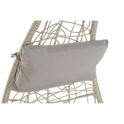 Gartenstuhl DKD Home Decor Metall Polyester Synthetischer Rattan Hellgrau (82 x 75 x 125 cm) (82 x 75 x 125 cm)