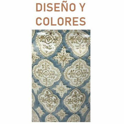 Tischlampe DKD Home Decor Porzellan Beige Blau Polyester (35 x 35 x 57 cm)