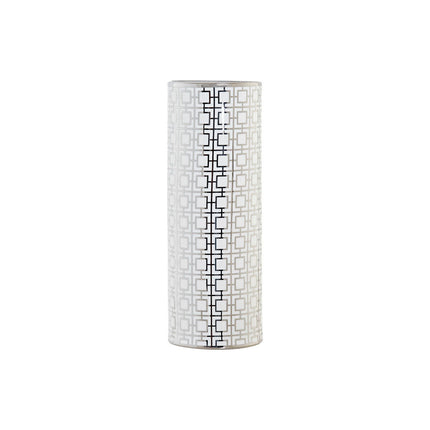 Vase DKD Home Decor Porzellan Silberfarben Weiß Orientalisch Geometrisch 13 x 13 x 36 cm