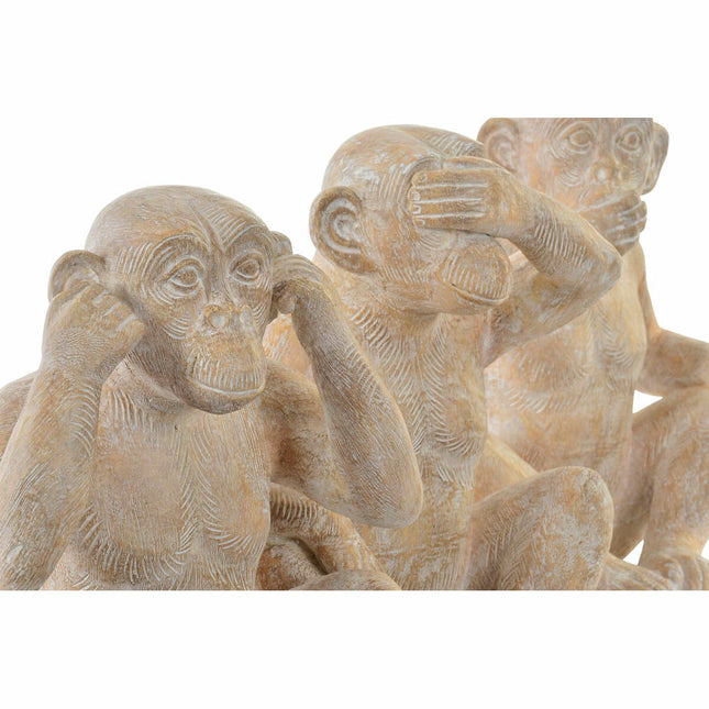 Deko-Figur DKD Home Decor 19 x 17 x 25 cm Beige Kolonial Affe (3 Stücke)