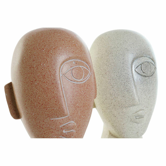 Deko-Figur DKD Home Decor 14,5 x 10,5 x 27,5 cm Gesicht Beige Terrakotta (2 Stück)