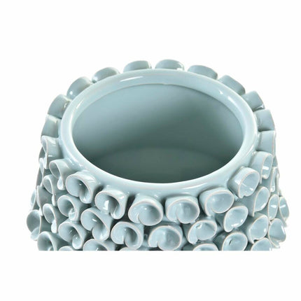 Vase DKD Home Decor 17 x 17 x 13,5 cm Blume Rosa türkis Steingut Mediterraner (2 Stück)