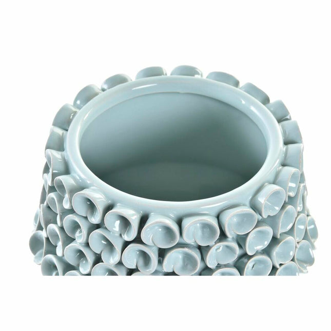 Vase DKD Home Decor 17 x 17 x 13,5 cm Blume Rosa türkis Steingut Mediterraner (2 Stück)
