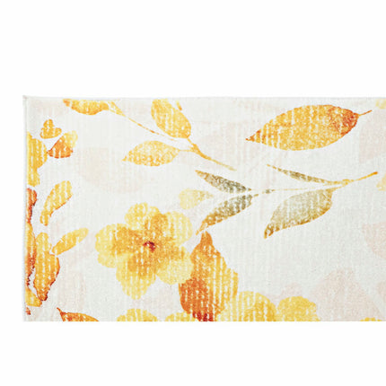 Teppich DKD Home Decor Gelb Weiß Polyester Baumwolle Blomster (160 x 230 x 0.5 cm)