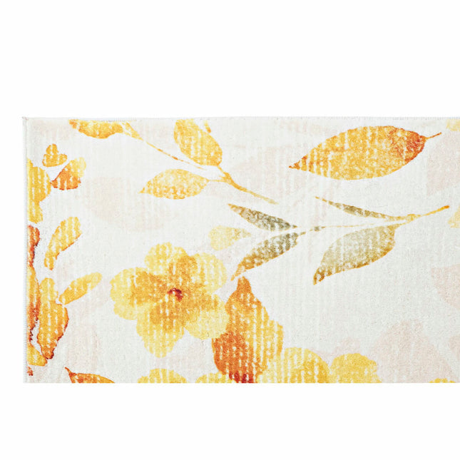 Teppich DKD Home Decor Gelb Weiß Polyester Baumwolle Blomster (200 x 290 x 0.5 cm)