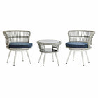 Tisch mit 2 Sesseln DKD Home Decor 65 x 65 x 68 cm Blau/Weiß Kristall Blau Synthetischer Rattan Stahl Weiß