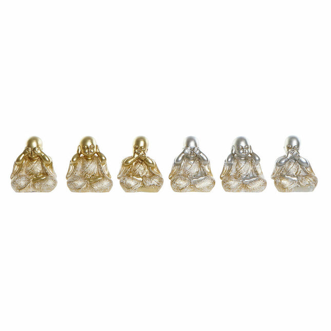 Deko-Figur DKD Home Decor Gold Silberfarben Mönch Orientalisch 10,5 x 6 x 12 cm (6 Stücke)