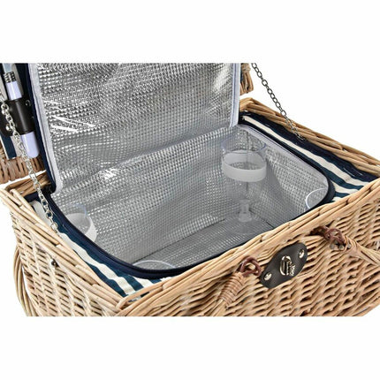 Korb DKD Home Decor korb Picnic aus Keramik natürlich Blau Polyester Edelstahl (41 x 33 x 23 cm)