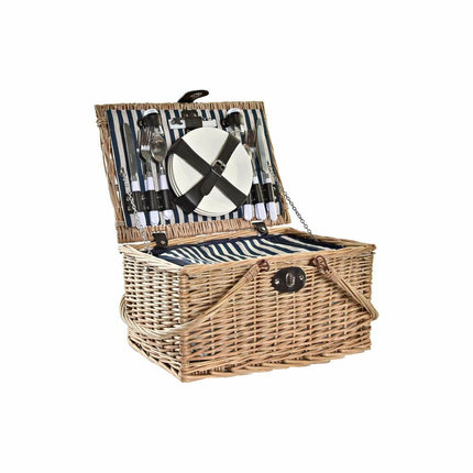 Korb DKD Home Decor korb Picnic aus Keramik natürlich Blau Polyester Edelstahl (41 x 33 x 23 cm)