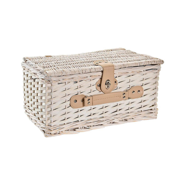 Korb DKD Home Decor korb Picnic aus Keramik Beige Polyester Edelstahl Weiß (40 x 28 x 20 cm)