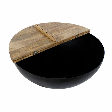Beistelltisch DKD Home Decor Schwarz Metall Mango-Holz (90 x 90 x 37 cm)