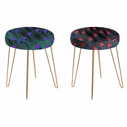Fußstütze DKD Home Decor Gold Metall Lila grün Kunststoff Bunt 35 x 35 x 42 cm (2 Stück)