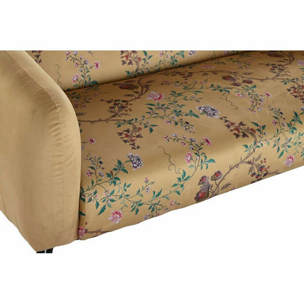 Sofa DKD Home Decor 140 x 71 x 71 cm Schwarz Metall Gelb Blomster Shabby Chic