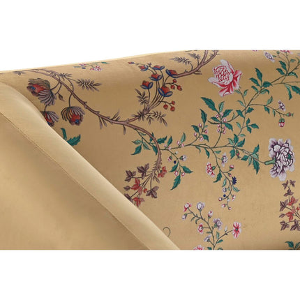 Sofa DKD Home Decor 140 x 71 x 71 cm Schwarz Metall Gelb Blomster Shabby Chic