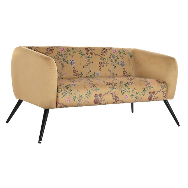 Sofa DKD Home Decor 140 x 71 x 71 cm Schwarz Metall Gelb Blomster Shabby Chic