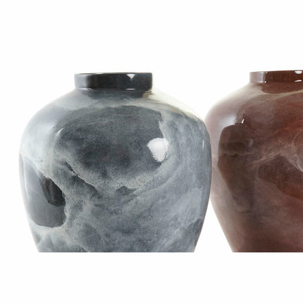 Vase DKD Home Decor Grau 26 x 26 x 32 cm Dunkelbraun Moderne Lackierung (2 Stück)