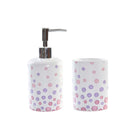 Badezimmer Set DKD Home Decor Weiß ABS Dolomite Mit Tupfen (7 x 7 x 17,5 cm) (2 Stücke)