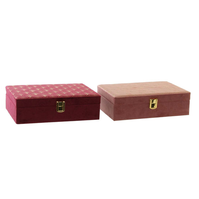 Box-Schmuckkästchen DKD Home Decor Holz Polyester (2 Stück) (24 x 16 x 7 cm)