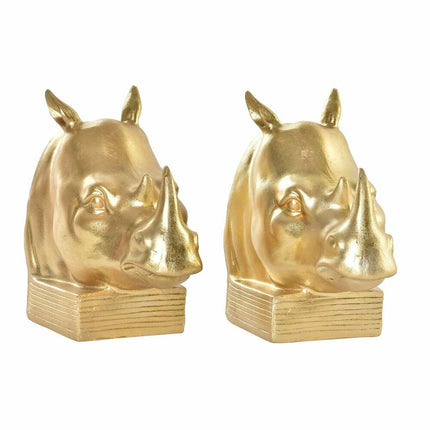 Bogstøtte DKD Home Decor Gold Nashorn 15 x 7,5 x 14,5 cm Harz Kolonial