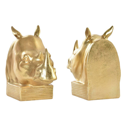 Bogstøtte DKD Home Decor Gold Nashorn 15 x 7,5 x 14,5 cm Harz Kolonial