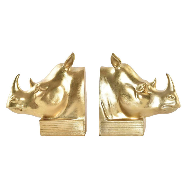 Bogstøtte DKD Home Decor Gold Nashorn 15 x 7,5 x 14,5 cm Harz Kolonial