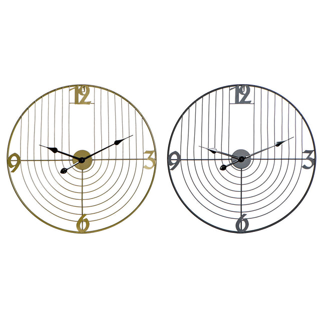 Wanduhr DKD Home Decor Schwarz Gold Metall 60 x 3 x 60 cm Moderne (2 Stück)
