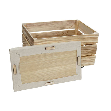 Fußstütze DKD Home Decor Beige natürlich Holz Loft 60 x 35 x 44 cm