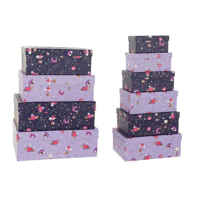 Satz stapelbarer Organizerboxen DKD Home Decor Für Kinder Pappe